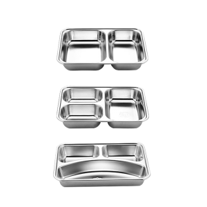 304 Stainless Steel 9 Type Design Square Shape Food Plate